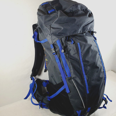 Ozark Trail 65 Liter Adult Large Hiking Backpack with Rainfly Black Blue TB3701
