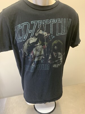 Led Zeppelin Shirt Mens Large Black 1975 Tour Reprint Rock Band