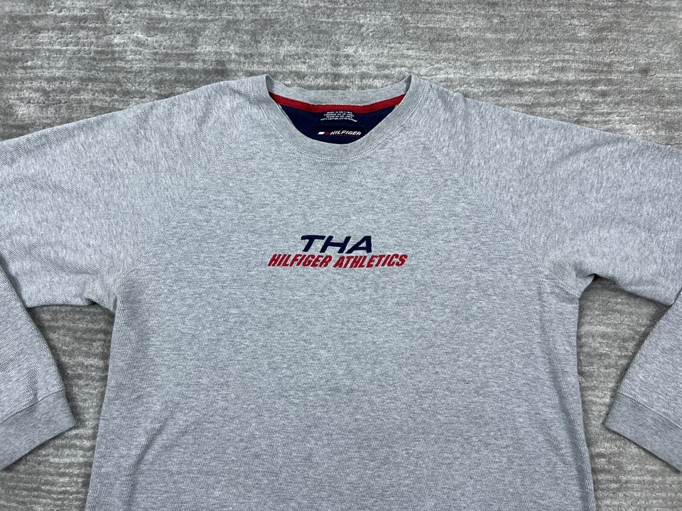 Hilfiger Athletics Shirt Mens Large Gray THA Long Sleeve Pullover Cotton - Image 2 of 4