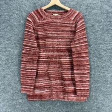 A New Approach Sweater Pullover Women M Medium Brown Striped Knit Long Sleeve