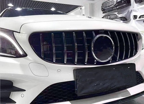 Front Bumper Grill Grille For Benz C Class W205 C300 C250 C43 2019-2021 Black au - Picture 7 of 8