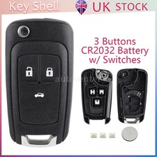 3 Button Key Fob Case + Battery for Vauxhall Opel Astra J GTC Insignia Cascade