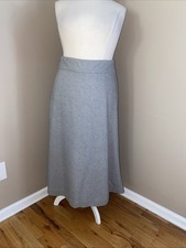Vintage Gray Wool A Line MIDI High Waist Skirt Plus Size 2X See Measurements