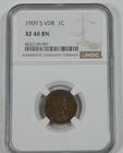 1909-S VDB Lincoln/Wheat Ears reverse Cent CERTIFIED NGC XF 40 BROWN 1c