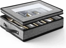 Flatware & Utensil Storage - Durable Silverware Storage Box with Padded Dividers