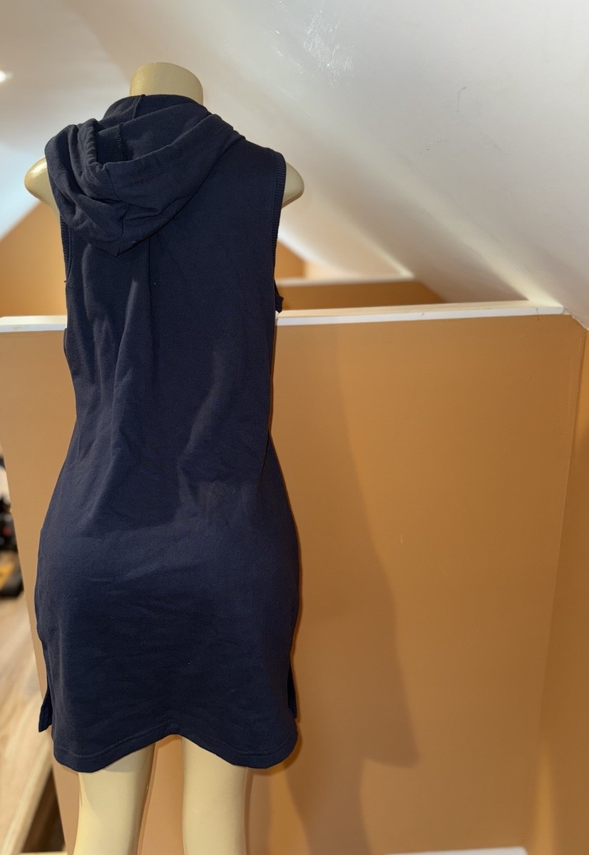 FILA Hooded Hoodie Sleeveless Sport Dress Sweatshirt Knit Navy Blue SZ Small View 2