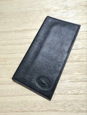 Almost unused LONGCHAMP Genuine Leather Wallet Black Black Long Wallet