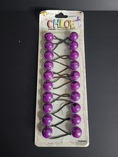 NEW Vintage Ponytail Holders Twin Knocker Ball Style Bead 10 Count Purple