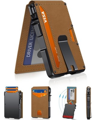 ZALVEX Wallet for Men, Mens Minimalist 9-13 Cards, Slim Compact, Camel 