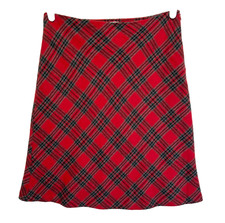 VTG Wool Tartan Plaid Skirt Womens 7 Preppy Euro Academia Classic Knee 30x23