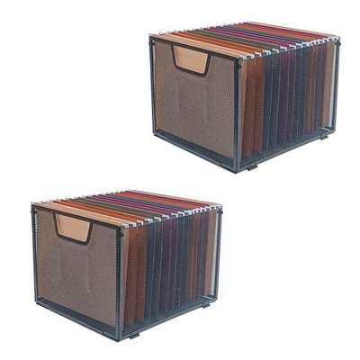 Metal Mesh File Baskets - Hanging Organizer for Letter Size Folders, Black