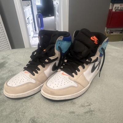 Jordan Air Jordan 1 Men s High Top Lace-Up Colorblock White/Black/Blue/Beige