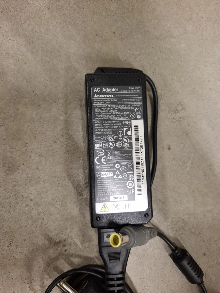 Lenovo 45N0119 d'origine Chargeur Alimentation 20V 3.25A (Réf#V-531) - Photo 1/1