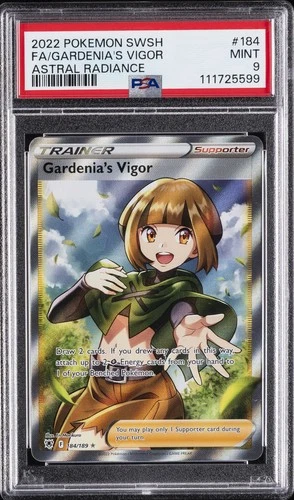 2022 POKEMON SWORD & SHIELD ASTRAL RADIANCE #184 FULL ART/GARDENIA'S VIGOR PSA 9