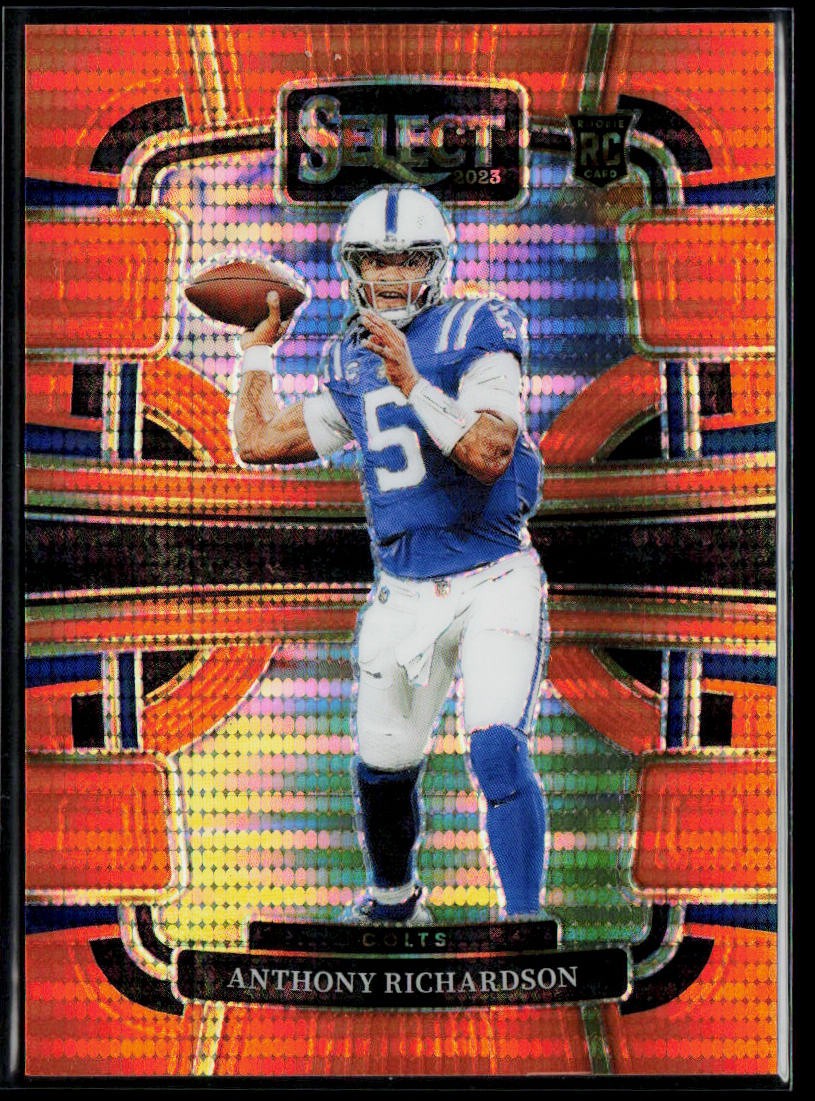 2023 Panini Select #43 Anthony Richardson Neon Orange Pulsar Prizms #/7