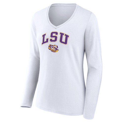 Women's White LSU Tigers Campus Long Sleeve V-Neck T-Shirt - Bild 2 von 3