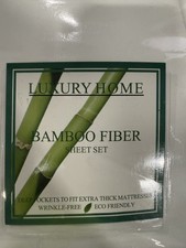 WHITE - LUXU QUEEN BAMBOO FIBER SHEET SET, DEEP POCKETS TO FIT EXTRA THICK