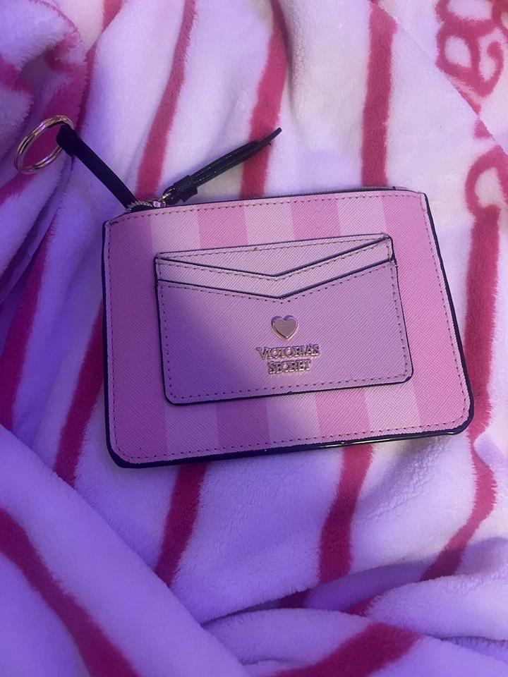 Cartera Victoria's Secret Rosa a Rayas con Bolsillo para Tarjetas Foto 2 de 4