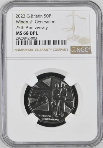 2023 Great Britain 50 Pence Windrush Generation NGC MS68 DPL 2ND HIGHEST