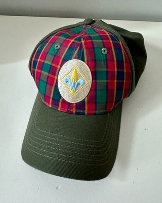 Boy Scouts BSA Webelos Hat Cap M/L Green Plaid Uniform Flex Fit Cub Scout- EUC