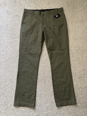 NEW Volcom Pants Mens Size 36x32 Olive Green Vmonty Chino Pant Twill Stretch
