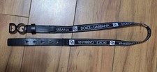 Dolce&Gabbana D&G women stretch black logo leather dress belt metal buckle L