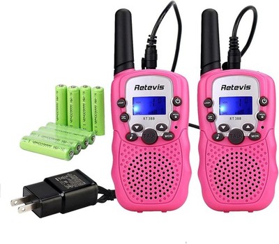 Retevis RT-388 Kids Walkie Talkie FULL SET WITH NIMH BATTERIES Pink 2 Pack RT388