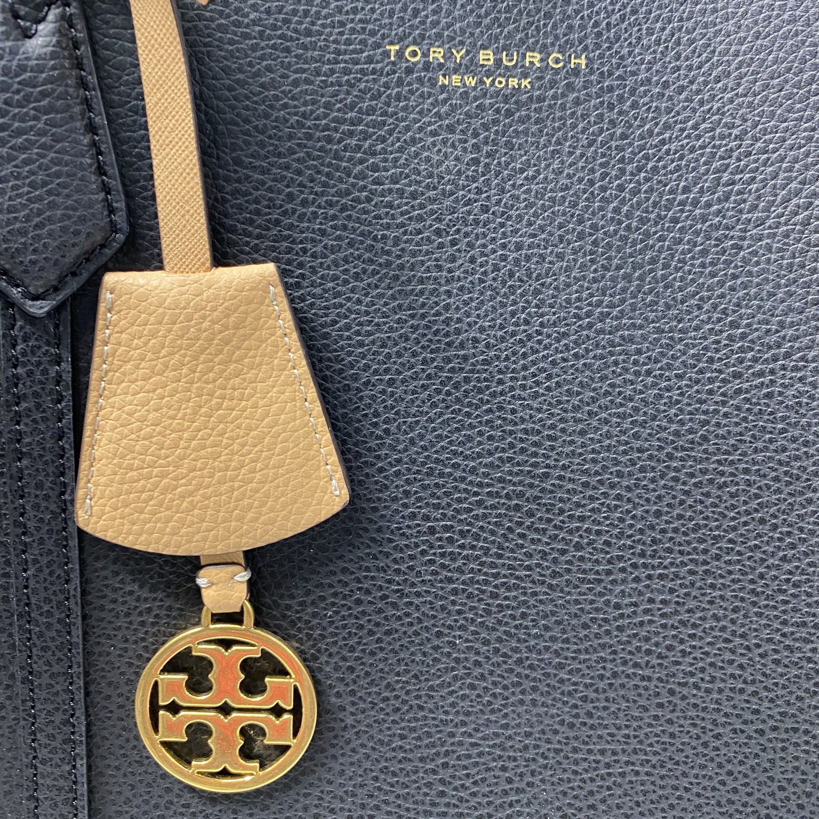 Tory Burch Black Perry Solid Pebbled Texture Gold… - image 2