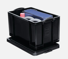 Really Useful 84L Recycled Plastic Storage Box Black 84 Litre - New