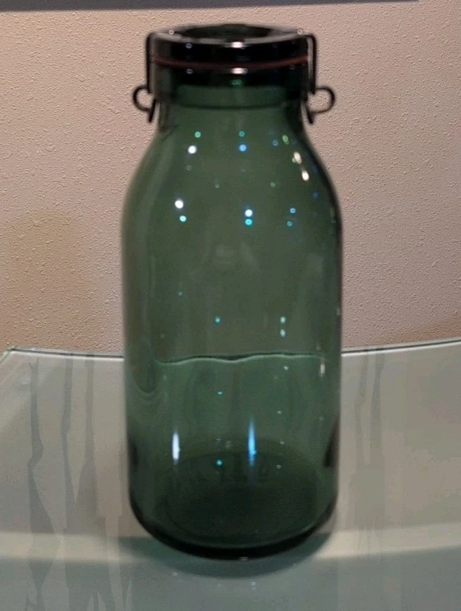 Vintage Bulach 1.5 Liter Canning Jar #406 Made In Switzerland Green Glass