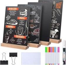 Set of 4 Table Chalkboard Sign with Base Stand, 8 x12 Inch Menu