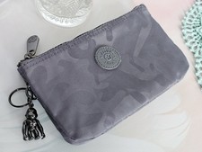 Kipling Grey Creativity L Purse With Metal Monkey Used 