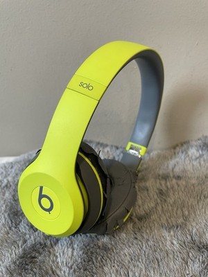 Beats Solo 2 Wireless On-Ear Headphones Neon Yellow Gray B0534 One