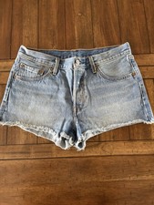 Levi's Women's 501 Denim Shorts Cutoff Button Fly Distressed Raw Hem Size 29