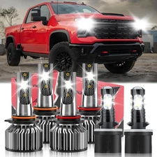 For Chevrolet Silverado 3500 2001 2002 LED Headlight Bulb Hi/Low+Fog Light Combo