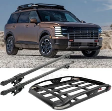 Roof Rack Cargo Basket Cross Bars w/LED Lights For Hyundai Palisade Hybrid 2026 