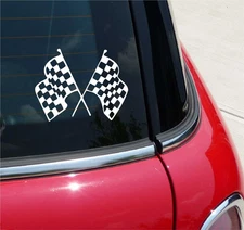 CHECKERED FLAG RACING GRAPHIC DECAL STICKER ART CAR WALL DECOR