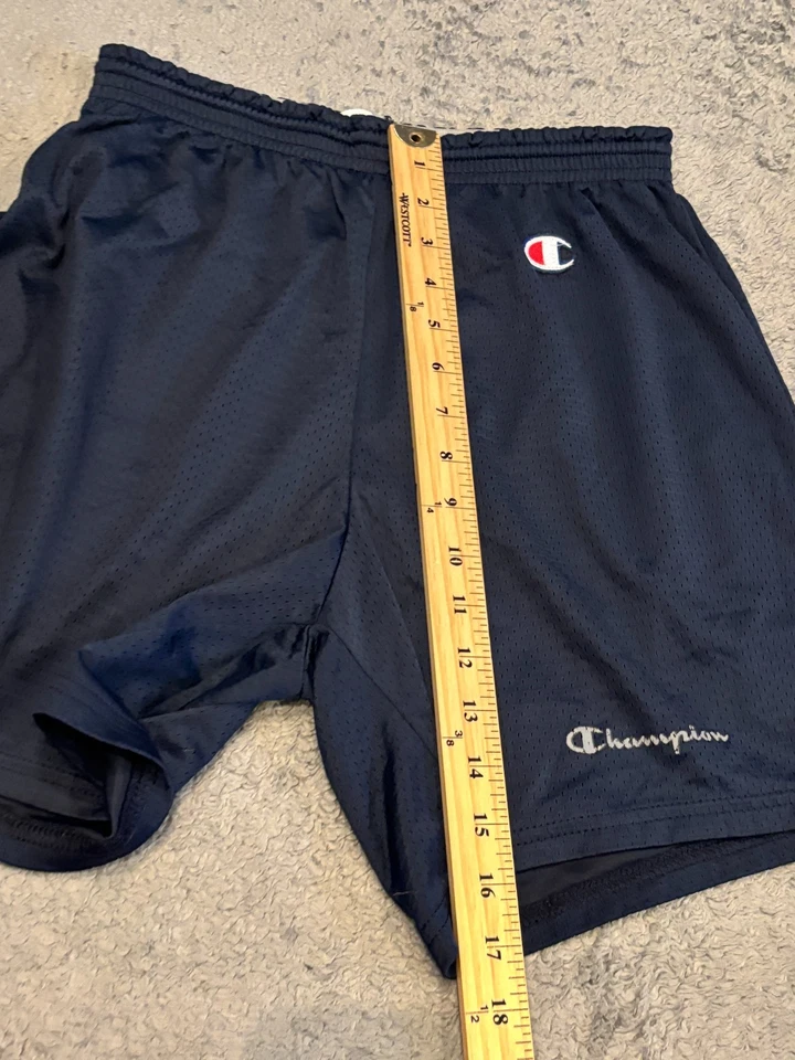 Vintage 90s Champion Mesh Gym Shorts Mens Medium 32-34 Blue Classic Logo - Image 4 of 4