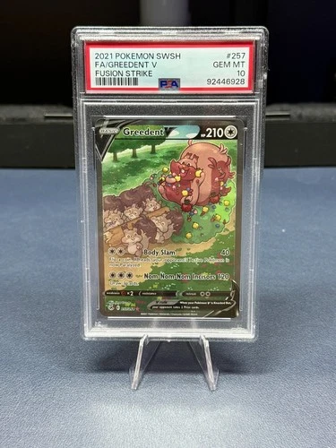 2021 POKEMON SWORD & SHIELD FUSION STRIKE #257 FULL ART GREEDENT V PSA 10