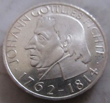MDS DEUTSCHLAND 5 DEUTSCHE MARK DM 1964 J "JOHANN GOTTLIEB FICHTE", SILBER  #