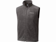 Columbia Men  s Gray Full-Zip Fleece Vest w/ Pockets Stand-Up Collar M
