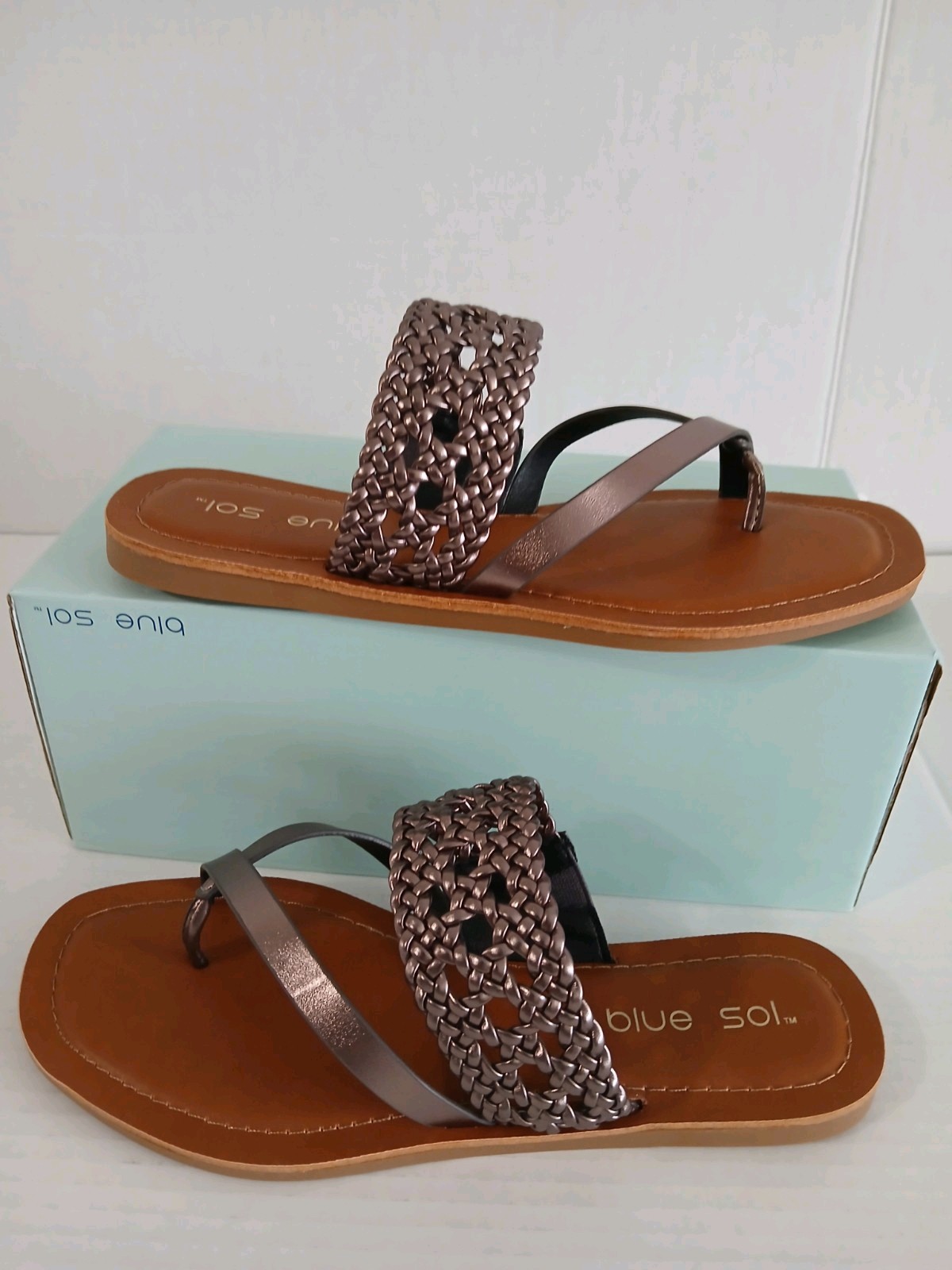 SAOLA Sandalo piatto Blue Sol taglia 6 5M colore argento comfort tutto uomo nuovo sandalo