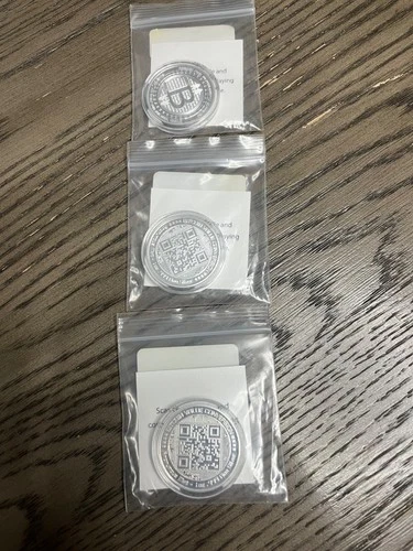 Three Bitcoin 1oz Silver Proof Rounds COA limited #1723, 1745,1788 , of 3000.