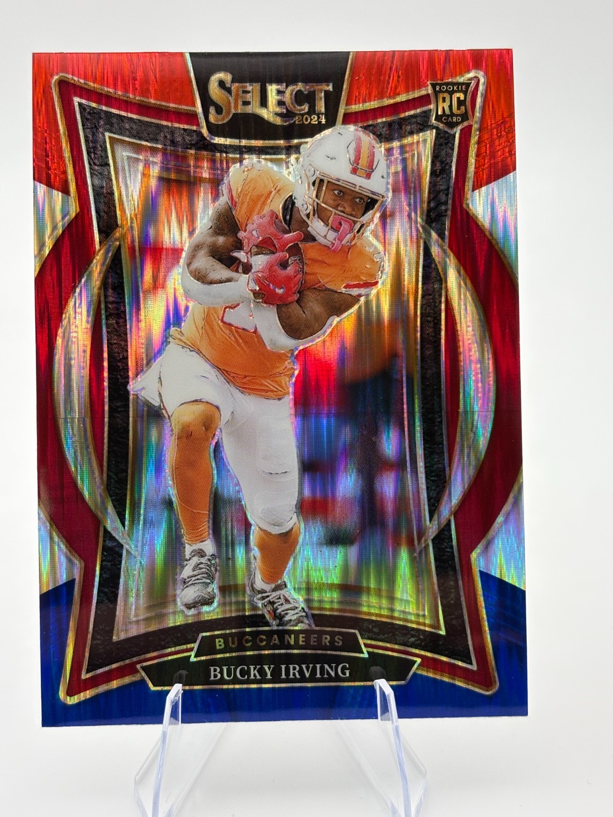 Bucky Irving 2024 Panini Select - Concourse #4 Red & Blue Shock Prizm (RC)