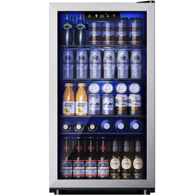 Simzlife ZX-BR-110-S Beverage Refrigerator Cooler, 130 Can Capacity, 3.2 Cu Ft,