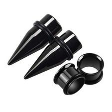 Stainless Steel Ear Gauge Taper Stretching 1/2 inch 12mm Gauges Tapers Black