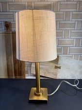 16" Brushed Brass Metal Table Lamp w/ Off-White Round Shade - 18.5" Tall w/Shade