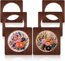6 Pcs Wood Embroidery Hoop Frame Set 8 Inch Embroidery Hoops Wood Display Frame