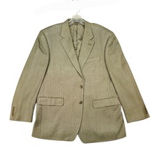 Chaps Sport Coat Men 44R Beige 100% Silk Two Button Blazer Jacket Business Dress