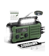 Emergency Radio Hand Crank Solar, 10000mAh/37000mWh Emergency W... Fast USA SHIP